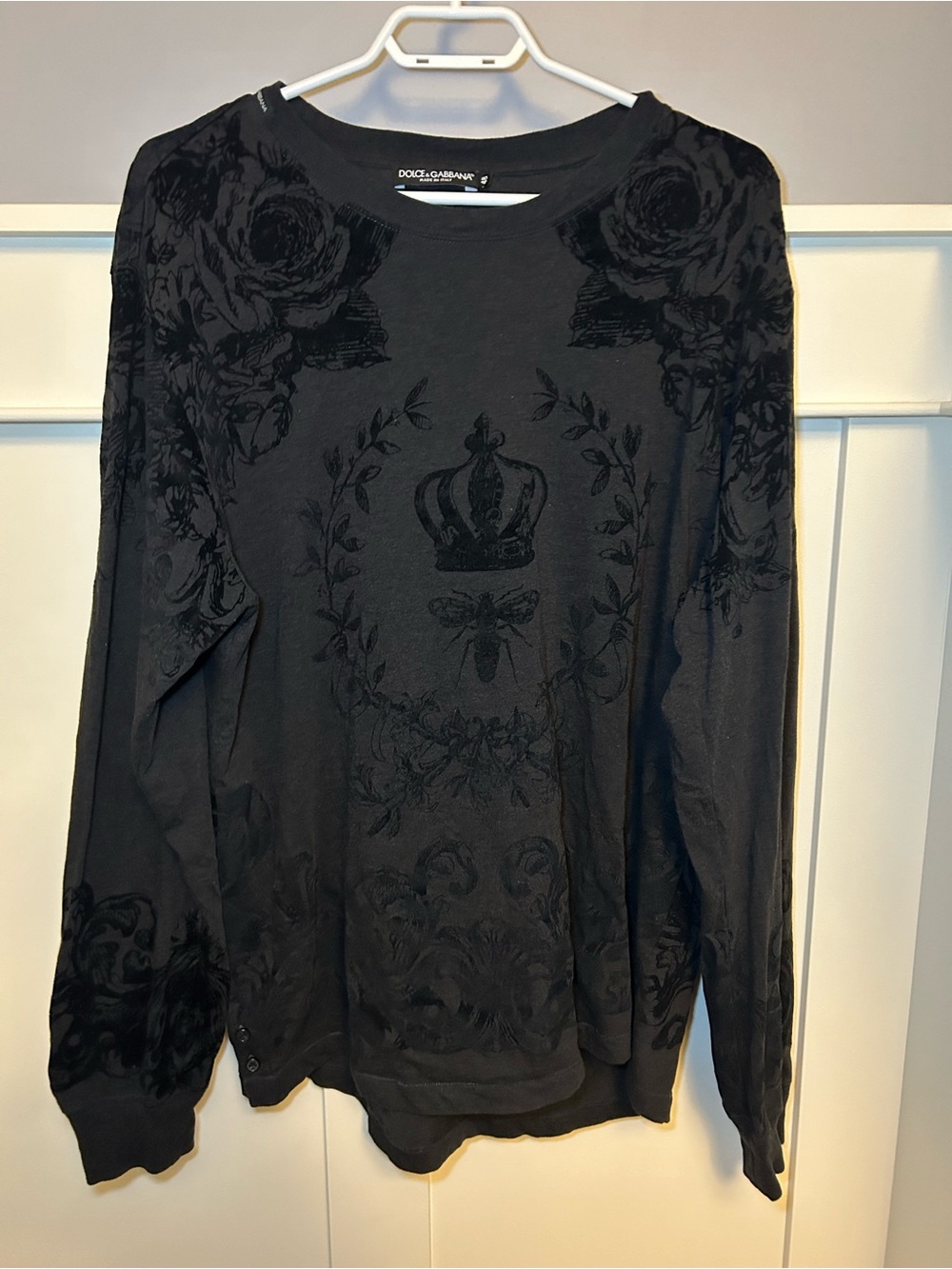 Vintage Dolce & Gabbana floral velvet print longsleeve shirt